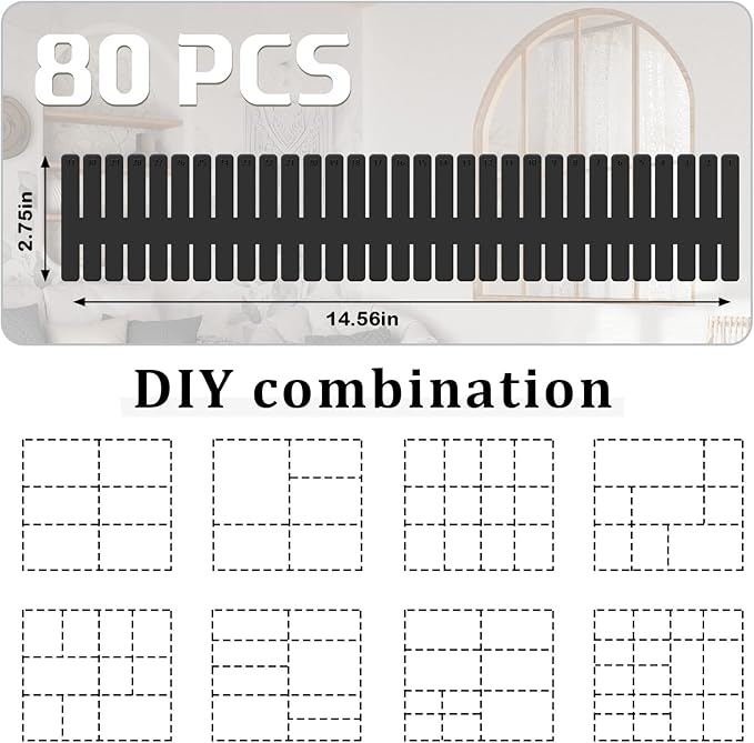 Vesici 80 Pcs Drawer Dividers Adjustable Plastic Organizer DIY Separators