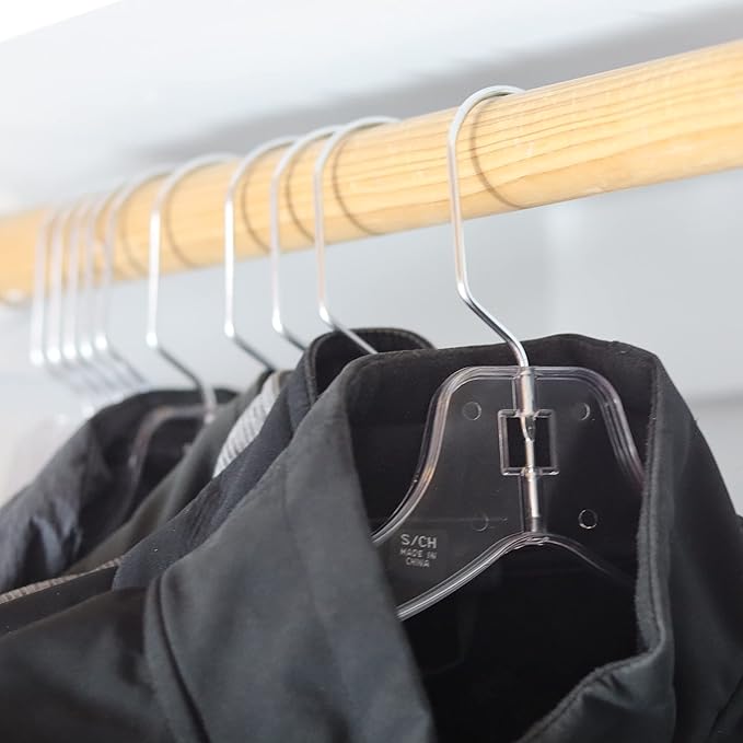 DEILSY™ Clear Plastic Hangers 12 Pack Durable Clothes Hanger for Wardrobe Organization, Essential Plastic Hanger for Garments, Versatile Coat Hangers for Home and Retail Use