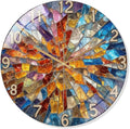 16 Inch Colorful Mosaic Glass Wall Clock Silent Art Decor | Silent glossy clock with a vibrant stained glass mosaic design, perfectly tracking time to brighten your living room