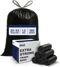 Plasticplace 32-33 Gallon Trash Bags │ 1.2 Mil │ Drawstring Garbage Can Liners