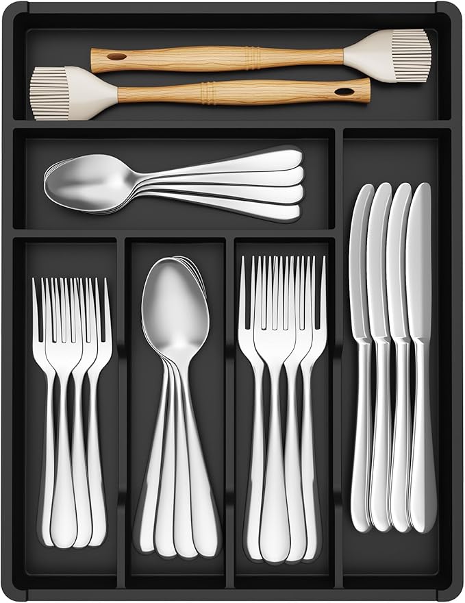 Lifewit Silverware Drawer Organizer Tray, Plastic Cutlery Storage