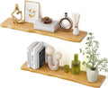 Solid Wood Live Edge Floating Shelves Set of 2 – 36" Rustic Wall Shelf with Hidden Bracket System, Wall Mounted Shelves for Bathroom, Kitchen, Living Room, Bedroom (Natural)