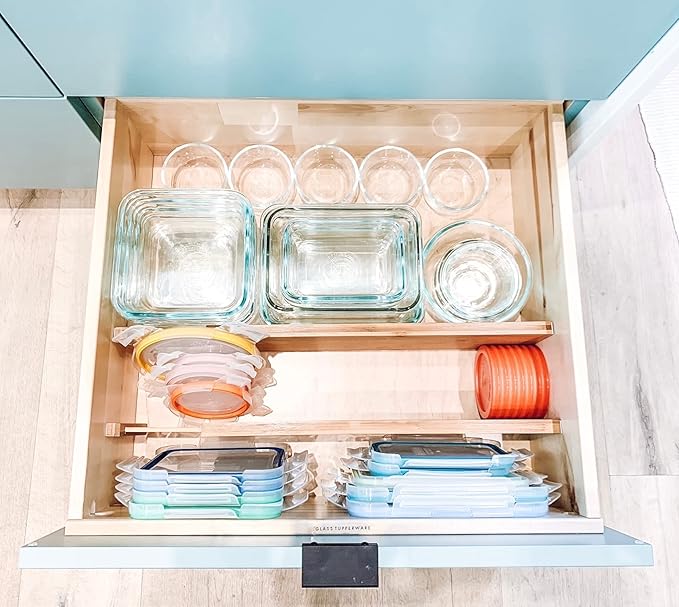 Lipper International 8897 Bamboo Wood Custom Fit Adjustable Deep Kitchen Drawer