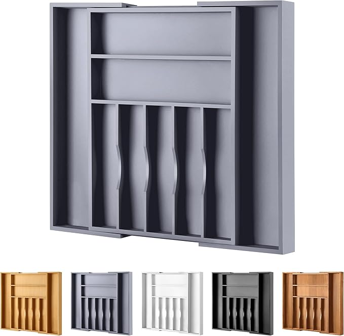 Large Premium Bamboo Silverware Organizer