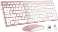 Wireless Keyboard and Mouse, GALENMORO Silent Quiet Combo Low Profile USB C Full Size Compact with Number Pad Flat Soft Touch Cordless for Mac Computer PC Laptop MacBook iMac Office - Pink Rose Gold