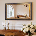 Vintage Gold Mirror for Wall Decor, 43" L x 27" W Baroque Mirror with Carved Frame and Handmade Aged Gold Finish, Rectangular Wood Mirrors for Living Room Bathroom Fireplace