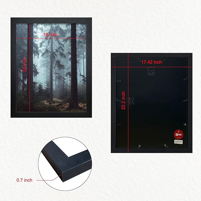 VCK Poster Frames Wood Poster Large Picture Frames for Wall Gallery Home Office Photography Art Decoration (Black, 16 x 20)