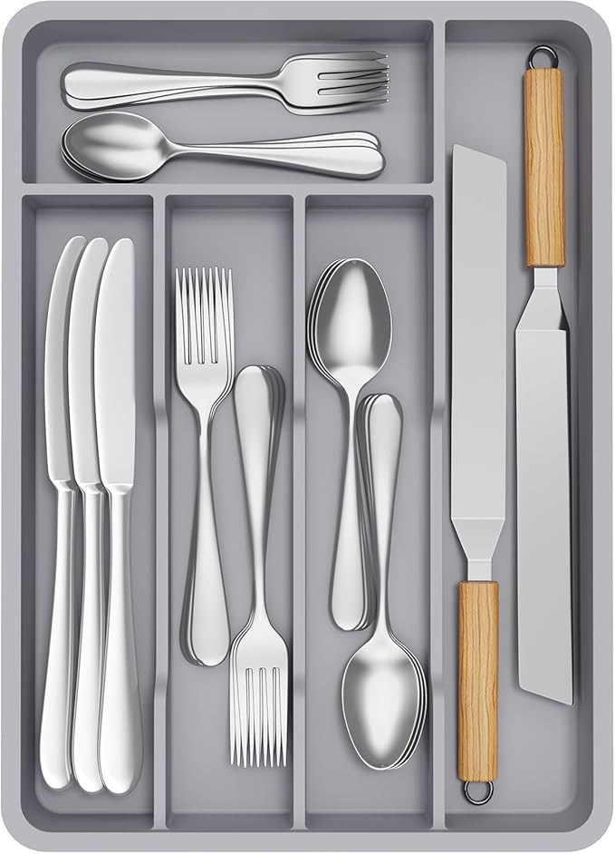 Lifewit Silverware Drawer Organizer Tray, Plastic Cutlery Storage