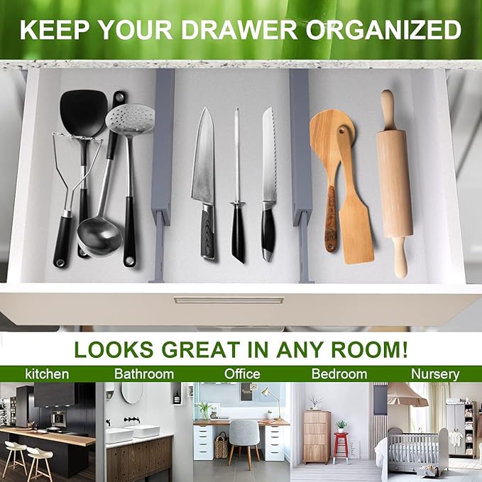 ANTOWIN Bamboo Drawer Dividers Organizers, Expandable Drawer Separators Splitter