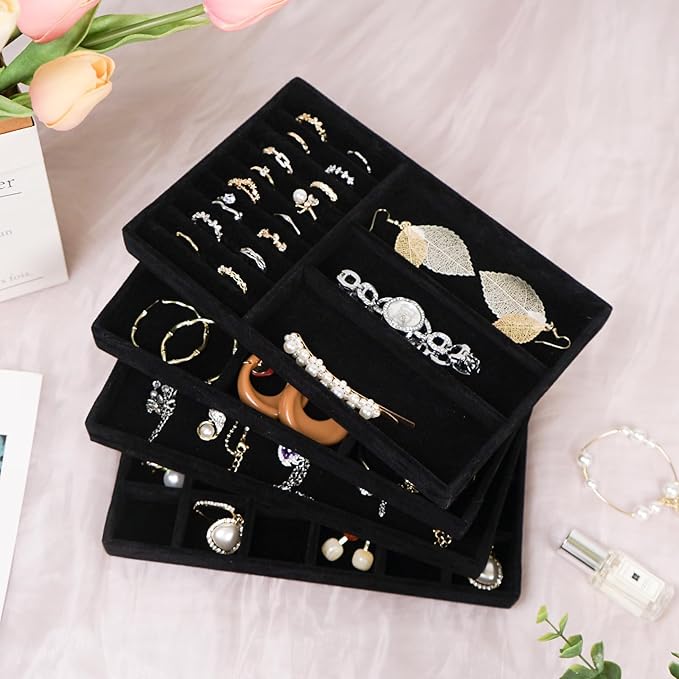Cirhy 4 Stackable Jewelry Trays Organizer Set