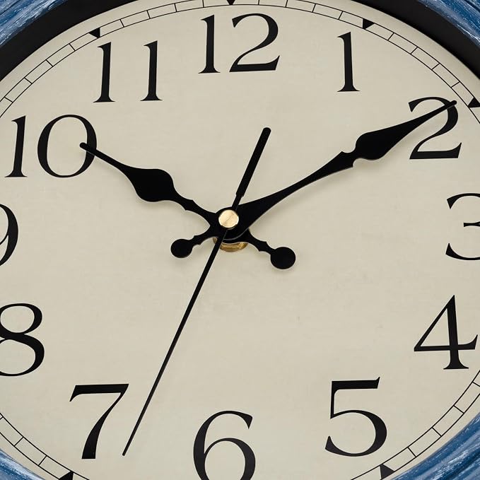 Foxtop 12 Inch Wall Clocks Battery Operated Silent Non-Ticking Classic Vintage Retro Wall Clock Decorative for Office Living Room Kitchen Home (Blue)