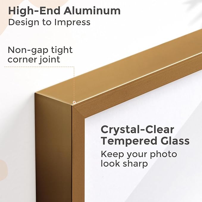 12x16 Metal Picture Frame For Wall With Mat For 9x12, 12''x16'' Aluminum Certificate Document Frames With Tempered Glass, Minimalist Modern Poster Frame Horizontally And Vertically, 3 PCs, Bronze