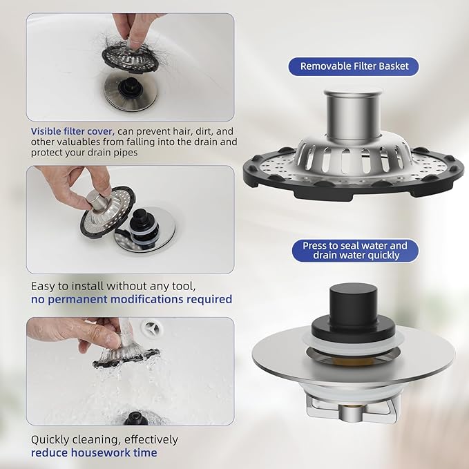 Metal 2 Pack Bathtub Drain Stopper