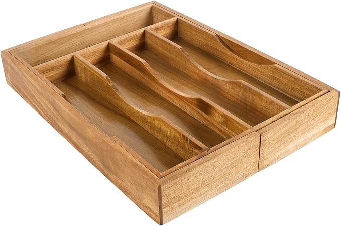 Expandable Acacia Kitchen Drawer Organizer