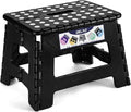 Delxo 9 Inch Folding Step Stool, Black Step Stools for Kids Foldable,Portable Collapsible Step Stool with Handle, Folding Stool for Kitchen Bathroom,Bedroom,Garden