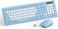 Wireless Keyboard and Mouse Combo, Full-Sized Wireless Keyboard and Adjustable DPI Mouse, 2.4GHz USB Receiver, Silent Keyboard and Mouse for PC, Windows, MAC, Desktop, Laptop(Sky Blue-B)