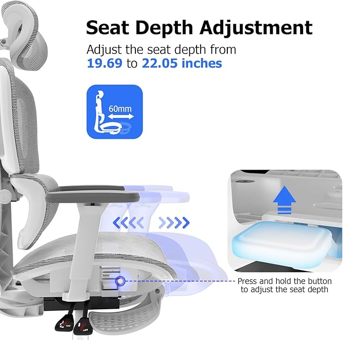 Ergonomic Mesh Office Chair with 3D Adjustable Armrest,High Back Desk Computer Chair Ergo3d Ergonomic with Wheels for Home & Office