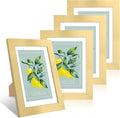 5x7 Picture Frame Set of 4, 5 x 7 Wood Photo Frames with Mat for 4x6, Wooden Frame with Real Glass Cover for Wall and Tabletop Display,Gold