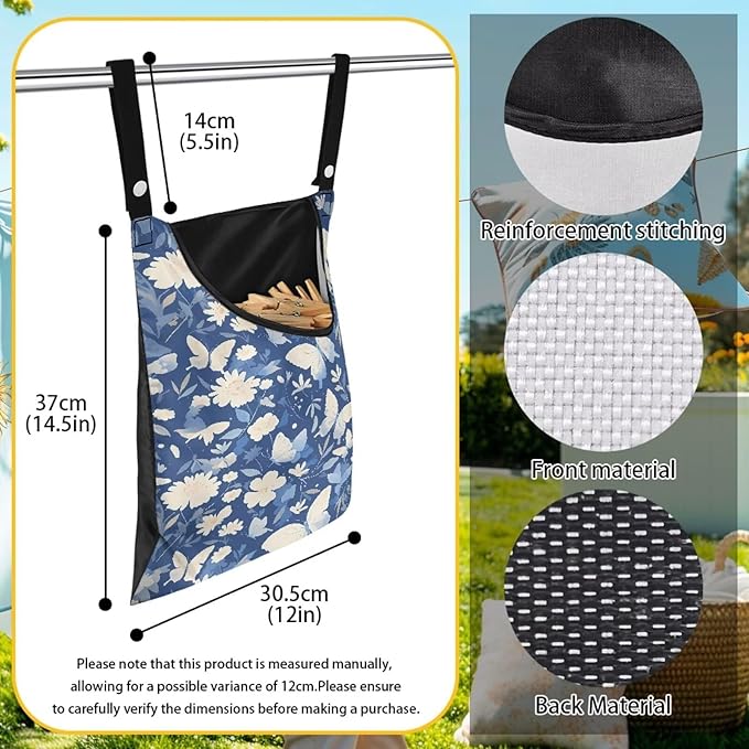 2 Pcs Butterfly and Floral Clothespin Bag