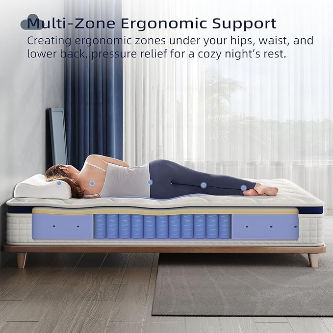 Crystli Twin Size Mattress Bed in A Box, 10 Inch Hybrid Mattress with Zero Pressure Foam, Innerspring for Pressure Relief, Motion Isolation, Medium Firm, CertiPUR-US Certified