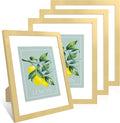 11x14 Picture Frame Set of 4, 11 x 14 Wood Photo Frames with Mat for 8x10, Wooden Frame with Real Glass Cover for Wall and Tabletop Display,Gold