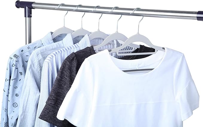 Finnhomy Bar Design Heavy Duty 50 Pack Plastic Hangers, Clothes Hangers with Non-Slip Pads, Great for Shirts, Pants, Scarves, Strong Enough for Coat, Gray