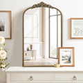 Micasso Vintage Wall Gold Mirror: 31"x 19" French Baroque Antique Mirror - Traditional Ornate Decorative Arched for Wall/Bathroom/Entryway/Fireplace/Hallway - Home Decor for Living Room