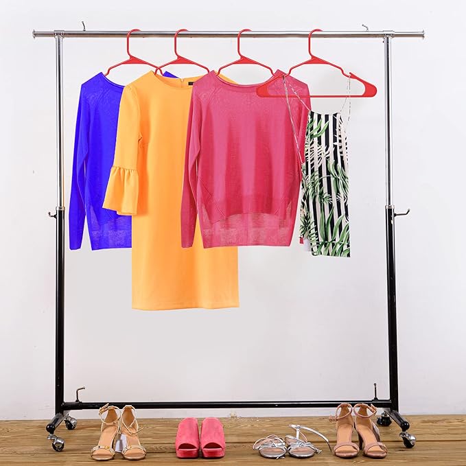 Utopia Home Plastic Hangers 50 Pack - Perfect Space Saving Clothes Hanger - Durable and Strong - Perfect Closet Organizers with Shoulder Grooves (Red)