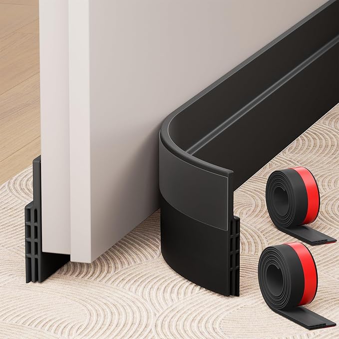 Hojoy 2 Pack Under Door Draft Stopper, Adjustable Door Sweep Anti-Collision