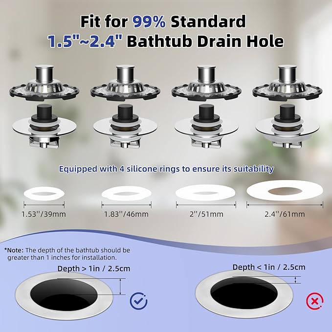 Metal 2 Pack Bathtub Drain Stopper