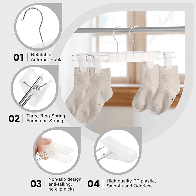 10 Pack Pants Hangers with Adjustable Non-Slip Clips Anti-Rust Hanging Hook for Trouser,Skirts,Jeans,Clothes Hangers Transparent
