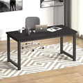 NSdirect 63 inch Computer Desk,Modern Simple Style PC Table Office Desk Wide Workstation for Study Writing,Gaming and Home Office,Extra 1" Thicker Wooden Tabletop and Black Metal Frame,Black