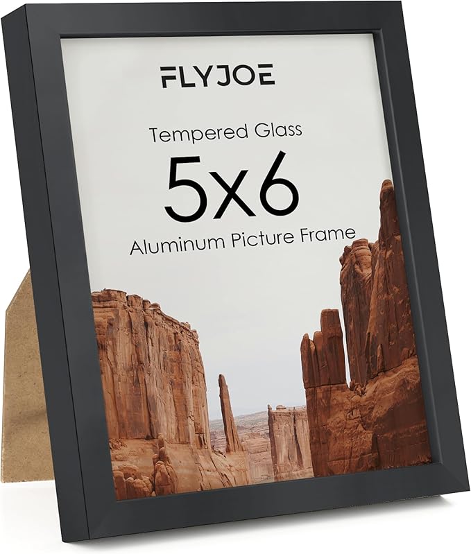 5x6 Metal Picture Frame - Black Aluminum Photo Frames Real Real Glass,Tabletop Display,Mounting Horizontally or Vertically Decor for Wall Gallery Poster Photo 6x5 Frames, Black