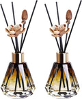 2PCS 60ml/2oz Empty Refillable Glass Diffuser Bottle Diffuser Jars Aromatherapy Storage Container Fragrance Accessories Use for DIY Replacement Diffuser Sticks Decor ( Amber Gradation)