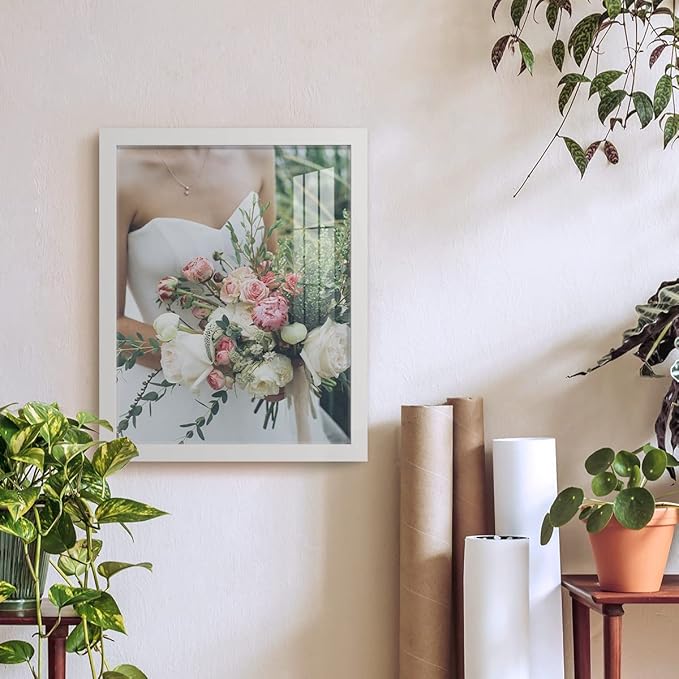 Renditions Gallery 11x14 inch Picture Frame High-end Modern Style, Made of Solid Wood and High Definition Glass Ready for Wall and Tabletop Photo Display, White Frame