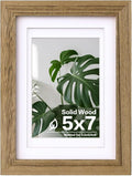 Egofine 5x7 Picture Frame Made of Solid with Plexiglass, Display Pictures 3.5x5/4x6 with Mat or 5x7 Without Mat for Tabletop and Wall Mounting, Carbonized Brown