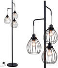 Industrial Floor Lamps for Living Room, 3 Lights Farmhouse Tree Floor Lamp, 70'' Tall Pole Standing Lamp with 3 Elegant Teardrop Cage Shades, Vintage Corner Reading Light for Bedroom Office