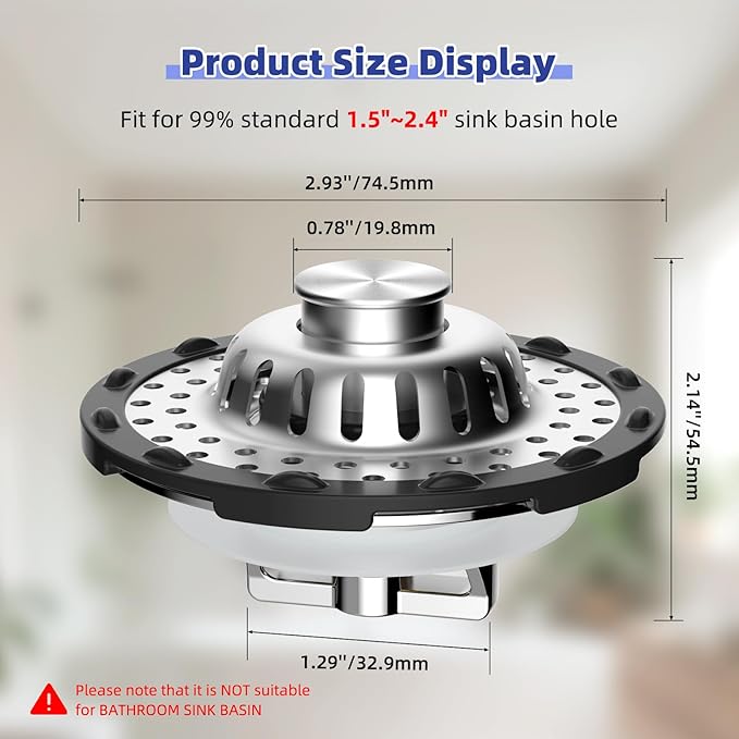 Metal 2 Pack Bathtub Drain Stopper