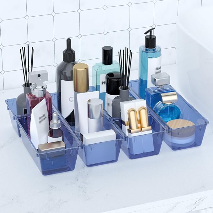 WOWBOX 9 Pack Clear Drawer Organizer Set, Acrylic Drawer Storage Trays