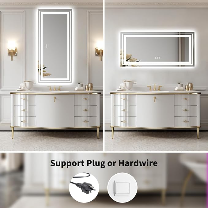 WTTY 84''x32'' LED Bathroom Mirror with Lights, Large Dimmable Led Mirror for Bathroom with Front + Backlight, Lighted Bathroom Vanity Mirrors for Wall with Anti-Fog, Memory, Shatter-Proof, ETL Listed