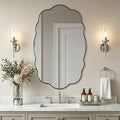 ANDY STAR Brushed Nickel Bathroom Mirror, 30x48 Inch Large Silver Wavy Vanity Mirror, Unique Oval Bathroom Vanity Mirror with Sophisticated Curved Design