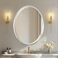 OVALCREST - Oval Wooden Beveled Wall Mirror for Home Decor, Bathroom, Vanity, Bedroom, Living Room, Hallway - London Style (Silver Leaf with Brown Antique) 31.1 x 21.1
