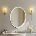 OVALCREST - Oval Wooden Beveled Wall Mirror for Home Decor, Bathroom, Vanity, Bedroom, Living Room, Hallway - London Style (Linen White) 17.1 x 13.1