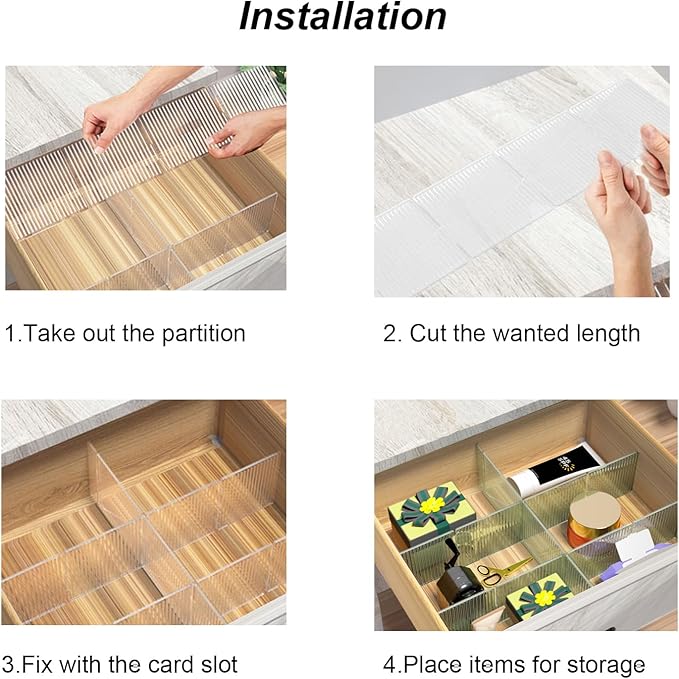 Onerbuy 8pcs Adjustable Grid Drawer Dividers DIY Plastic Closet Separator Tidy