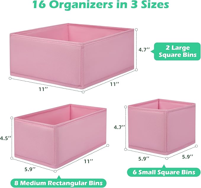 Drawer Clothing Organizer 16-Pack, Fabric Folding Wardrobe Organizer