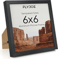 6x6 Metal Picture Frame - Black Aluminum Square Frames with Real Glass, Wall Mounting Horizontally or Vertically, Simple and Elegant Decor for Wall Gallery Poster Photo Frames, Black