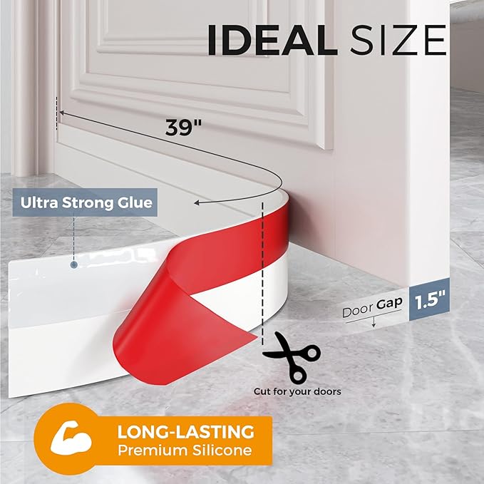 Hojoy 2 Pack Under Door Draft Stopper, Adjustable Door Sweep Anti-Collision