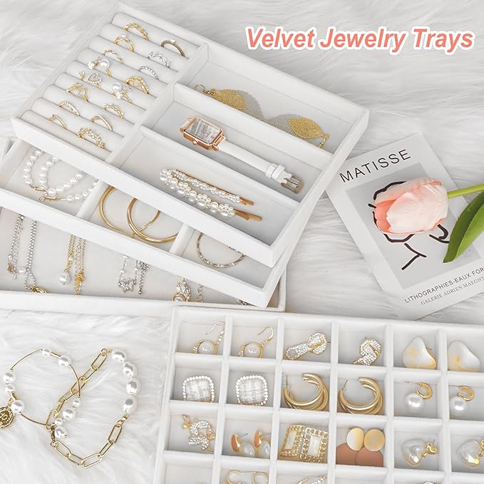 Cirhy 4 Stackable Jewelry Organizer Trays