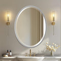 OVALCREST - Oval Wooden Beveled Wall Mirror for Home Decor, Bathroom, Vanity, Bedroom, Living Room, Hallway - London Style (Silver Spray) 25.1 x 21.1
