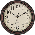 Foxtop 14 Inch Wall Clock Battery Operated Silent Non-Ticking Round Classic Vintage Retro Wall Clock Decorative for Living Room Kitchen Home Office (Bronze)